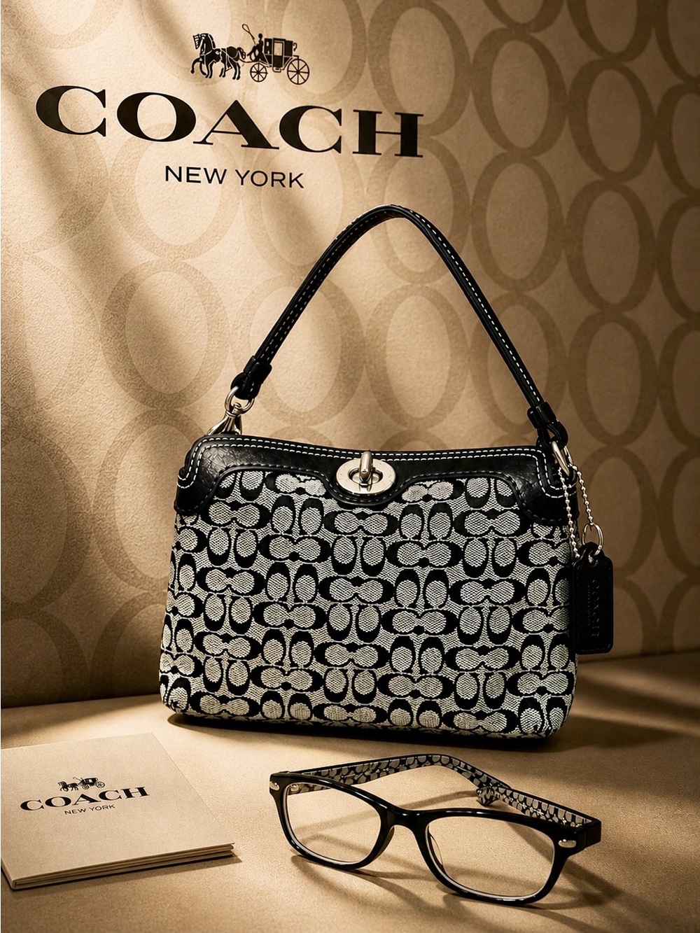 COACH. 2 Piece Set: Signature Turnlock Wristlet & Signature C Eyeglasses.